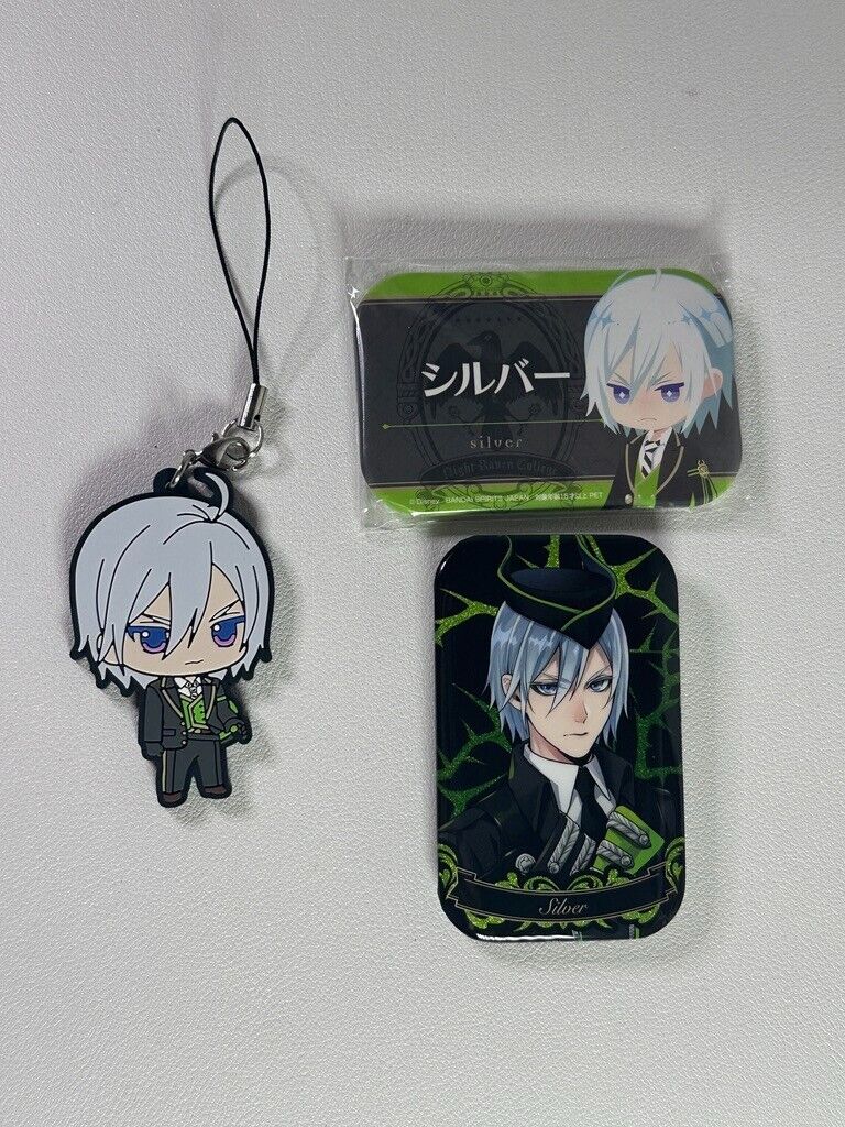Twisted Wonderland Diasomnia Silver Rubber Charm Can Badge Set