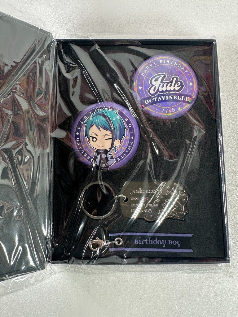 Twisted Wonderland Birthday Charm Can Box Badge Set Octavinelle Floyd Leech
