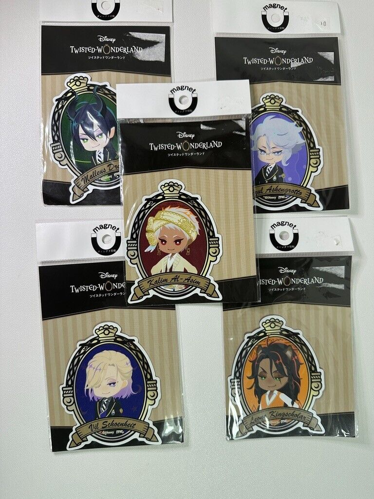 Twisted Wonderland Chibi Magnet Set of 5 Malleus Vil Kalim Leona Azul Diasomnia