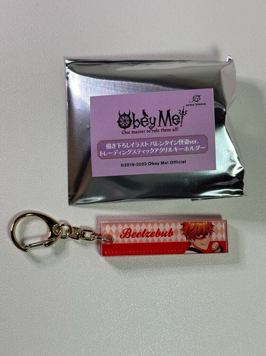 Obey Me Valentine Ver. Acrylic Trading Keychain Beelzebub Horizontal