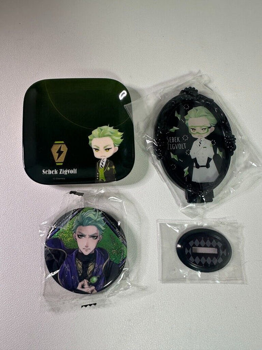 Twisted Wonderland Diasomnia Sebek Zigvolt Rubber Charm Can Badge Plate Set
