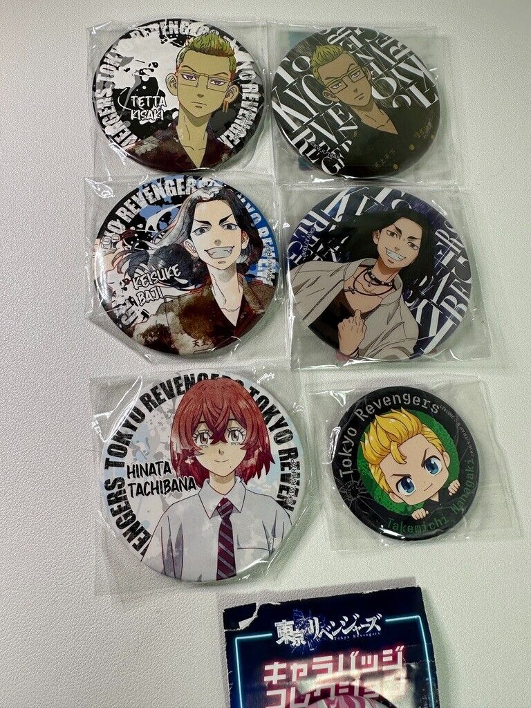 Tokyo Revengers Can Badge Set of 7 Tetta Hinata Keisuke New