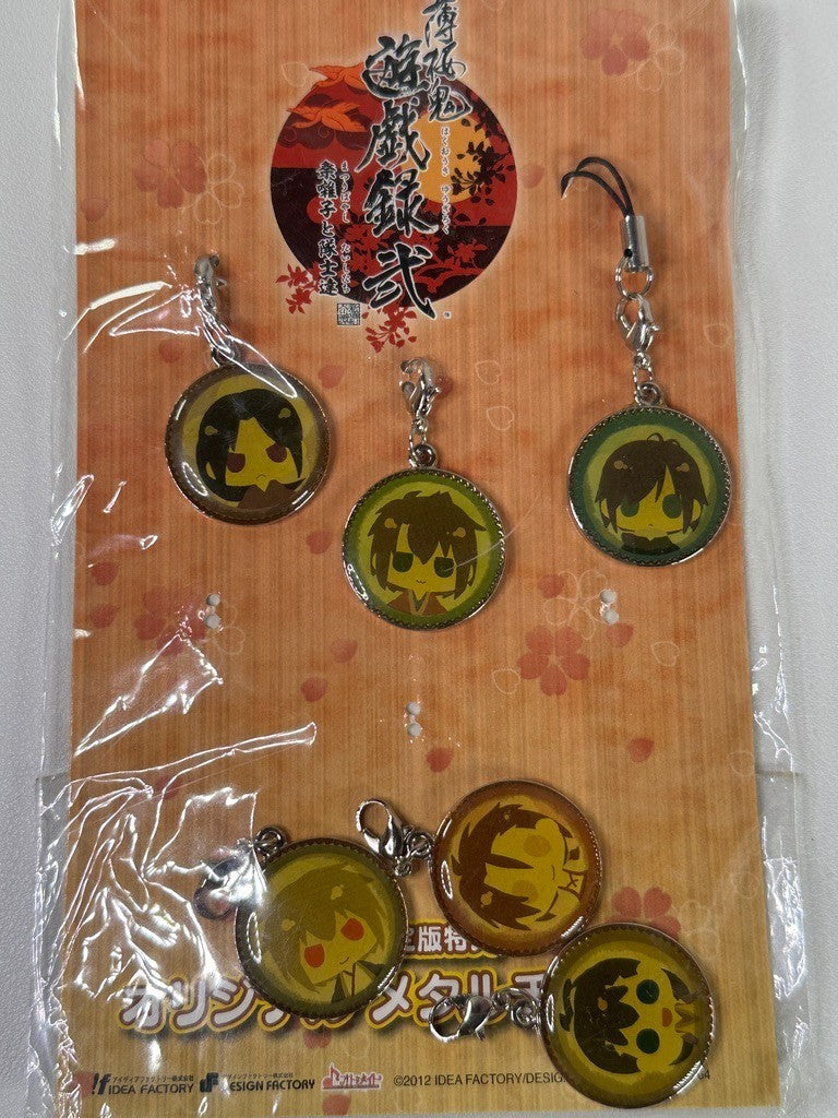 Hakuoki Shinsengumi Kitan Metal Charm Set Okita Nagakura Saito Takeda Inoue