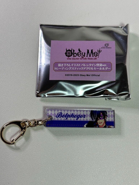 Obey Me Valentine Ver. Acrylic Trading Keychain Belphegor Horizontal