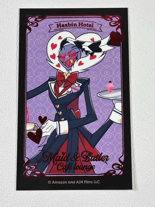 Hazbin Hotel Animate Cafe Maids and Butlers Card Valentino Chibi
