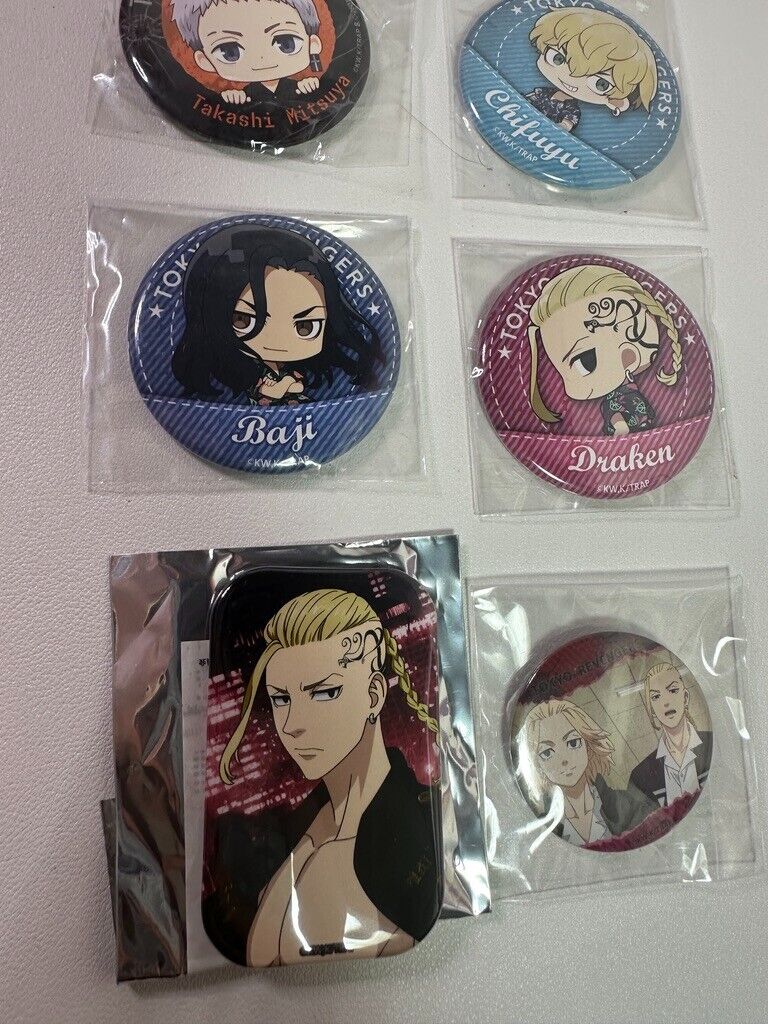 Tokyo Revengers Can Badge Set Draken Ryuguji Mitsuya Baji Chifuyu