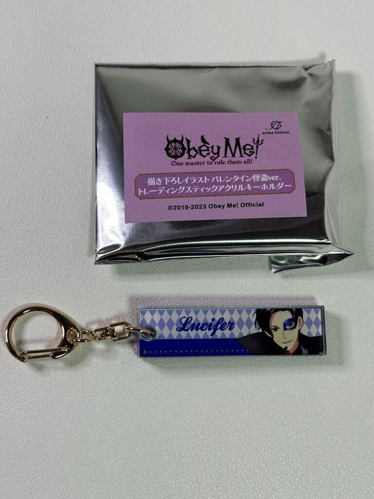 Obey Me Valentine Ver. Acrylic Trading Keychain Lucifer Horizontal