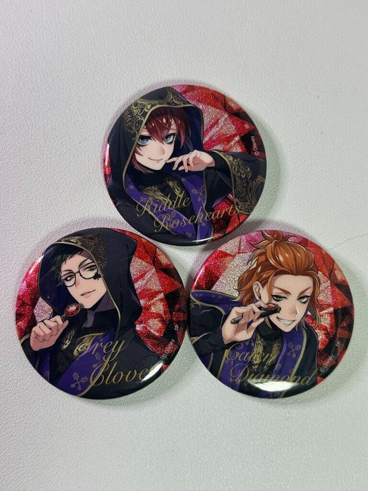 Twisted Wonderland Can Badge Set Heartslabyul Riddle Trey Cater Glitter