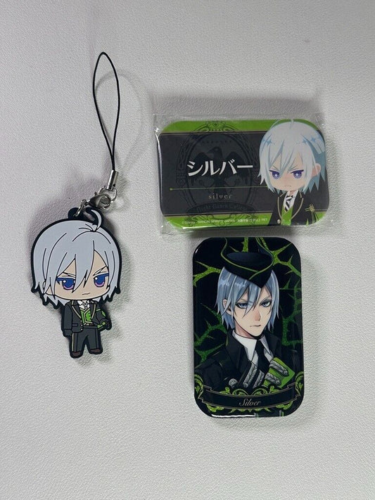 Twisted Wonderland Diasomnia Silver Rubber Charm Can Badge Set