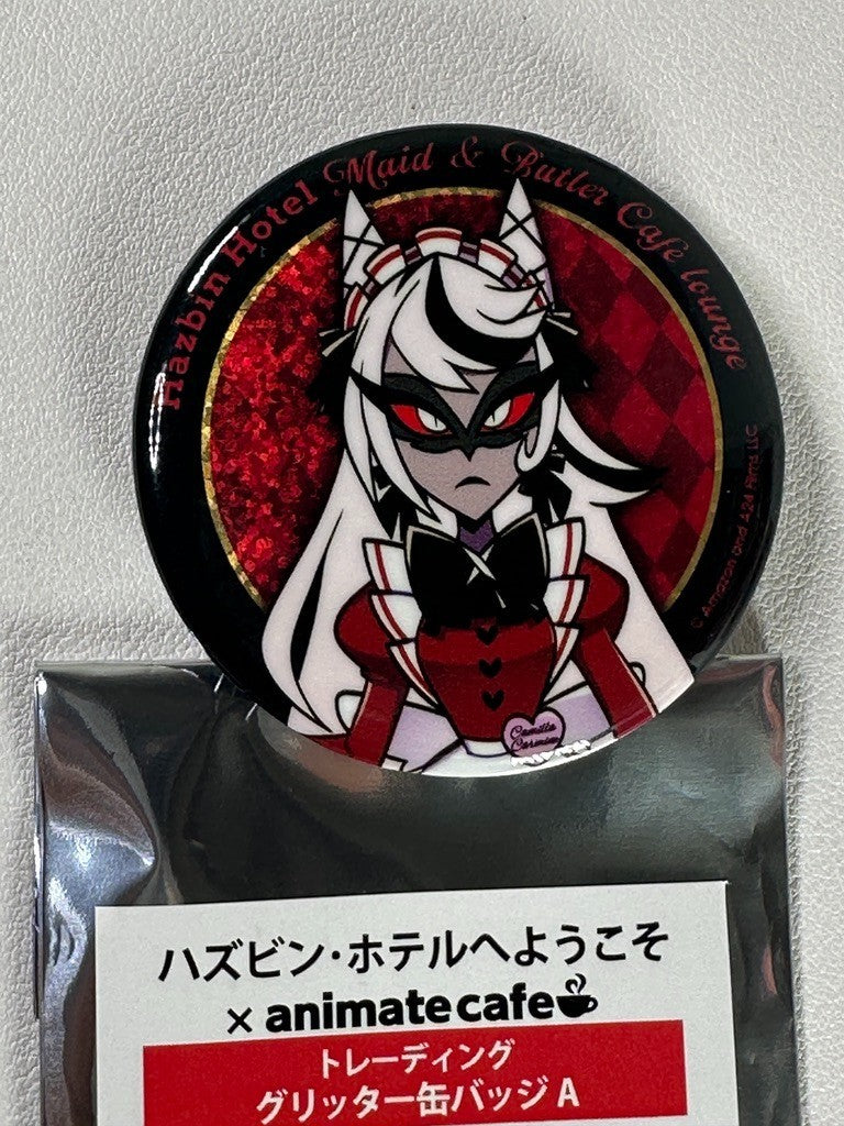 Hazbin Hotel Animate Maid and Butler Can Badge Carmilla Carmine