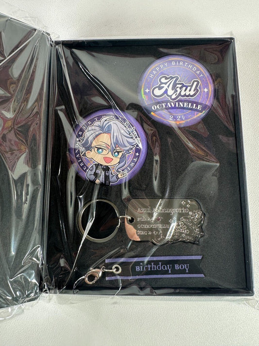 Twisted Wonderland Birthday Charm Can Box Badge Set Octavinelle Azul Ashengrotto