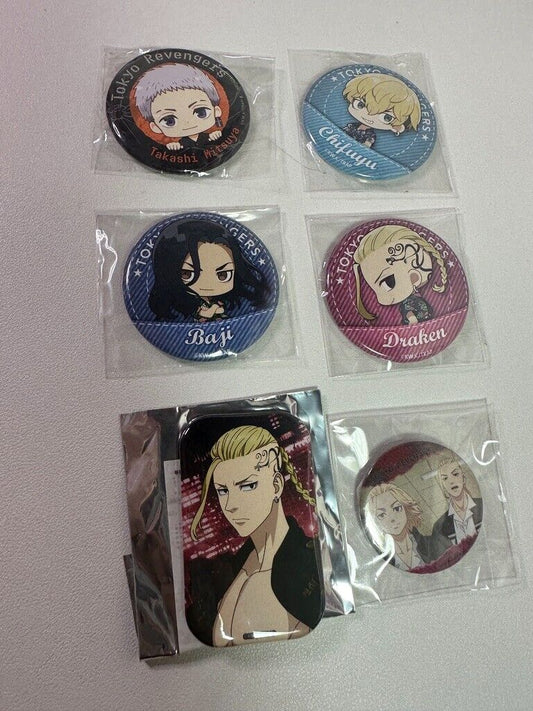Tokyo Revengers Can Badge Set Draken Ryuguji Mitsuya Baji Chifuyu