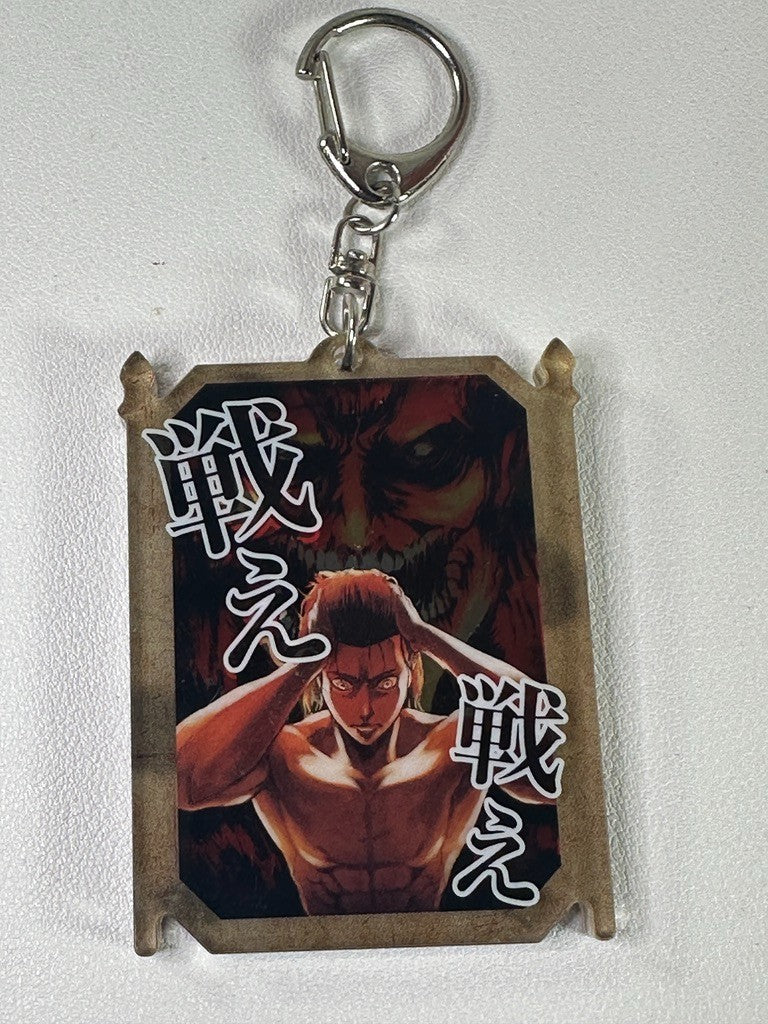 Attack On Titan Shingeki No Kyojin Eren Yeager Acrylic Key Holder AS IS.