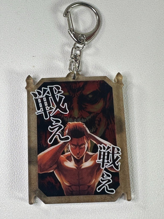 Attack On Titan Shingeki No Kyojin Eren Yeager Acrylic Key Holder AS IS.
