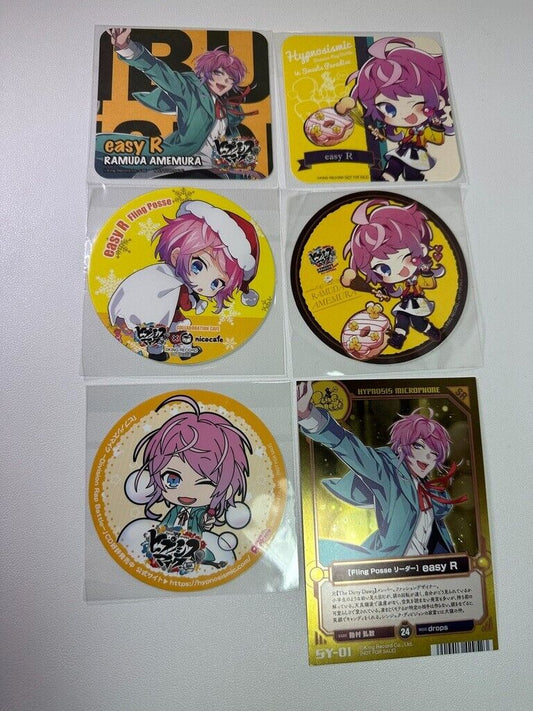 Hypnosis Mic Can Badge Fling Posse Ramuda Amemura Paper Coaster Card Set