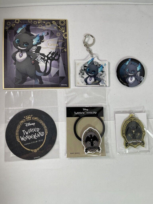 Disney Twisted Wonderland Night Raven Academy Grim Hair Tie Keychain Can Badge