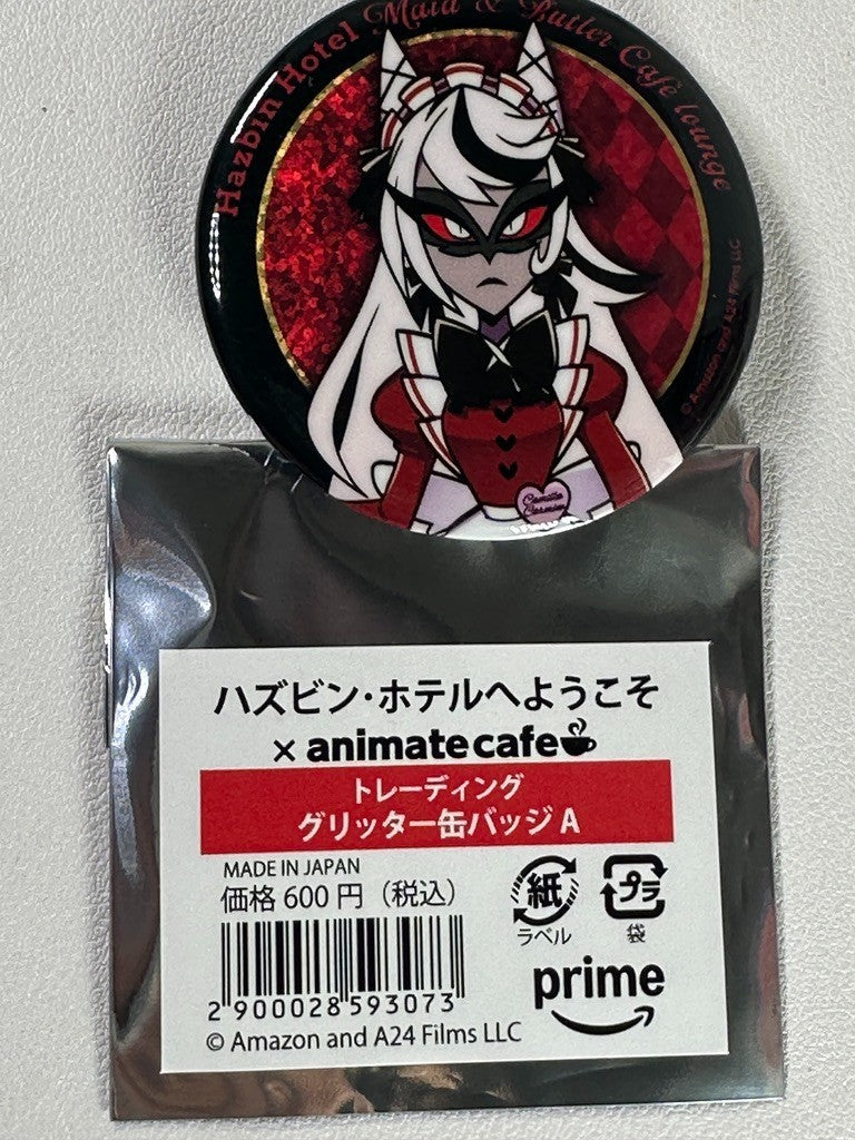 Hazbin Hotel Animate Maid and Butler Can Badge Carmilla Carmine
