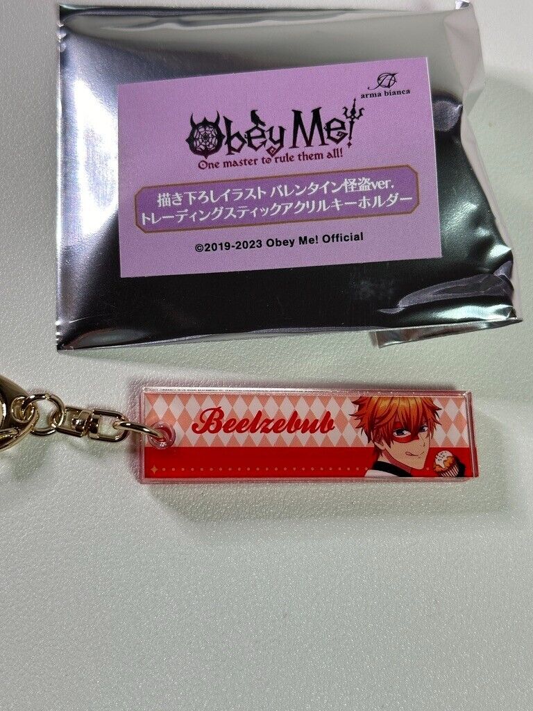 Obey Me Valentine Ver. Acrylic Trading Keychain Beelzebub Horizontal