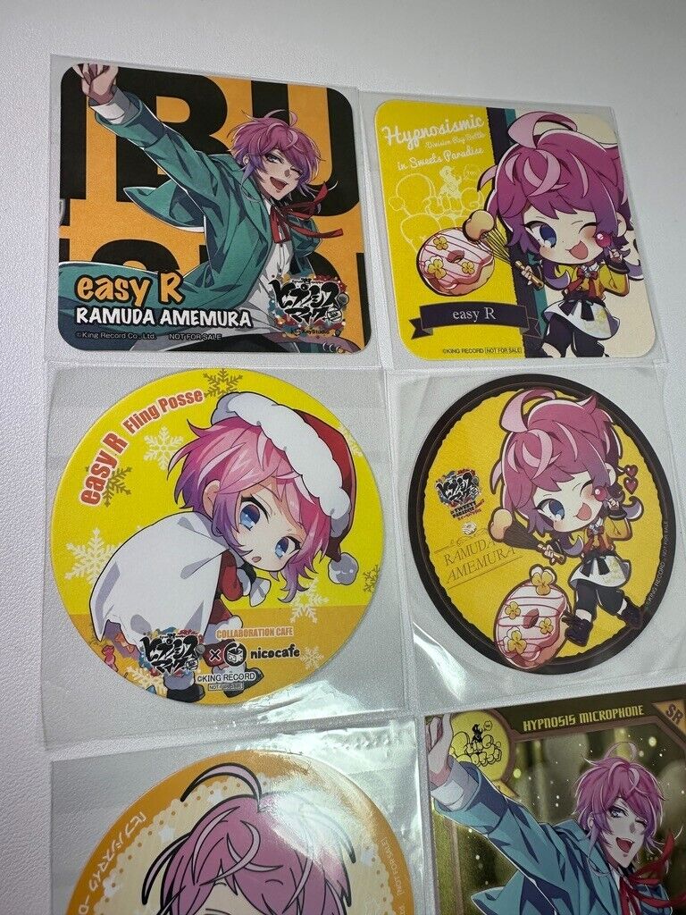 Hypnosis Mic Can Badge Fling Posse Ramuda Amemura Paper Coaster Card Set