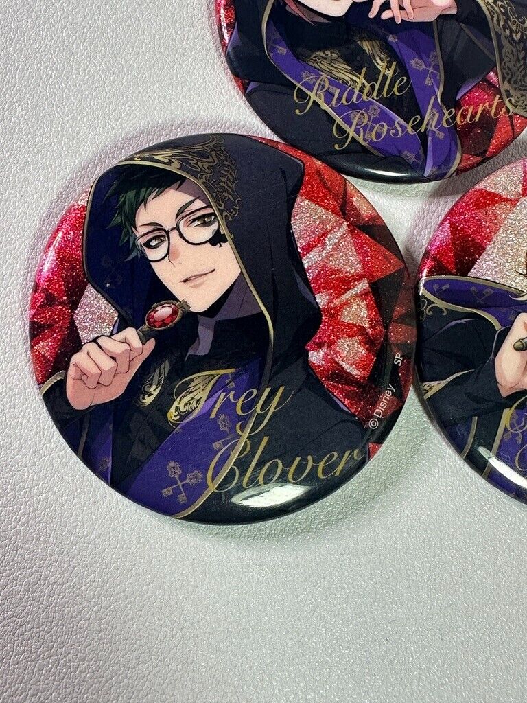 Twisted Wonderland Can Badge Set Heartslabyul Riddle Trey Cater Glitter