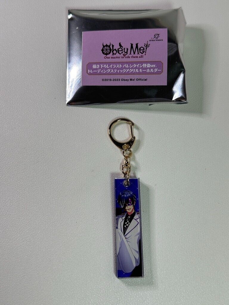 Obey Me Valentine Ver. Acrylic Trading Keychain Belphegor Vertical