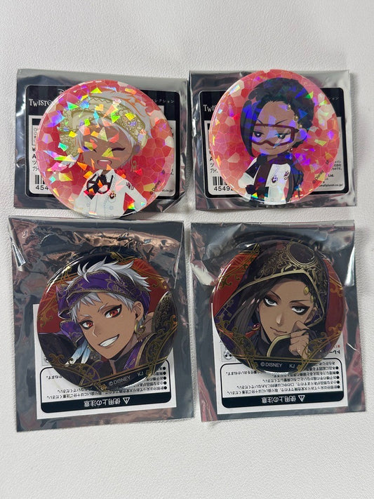 Twisted Wonderland Scarabia Can Badge Set Kalim AlAsim Jamil Viper Glitter