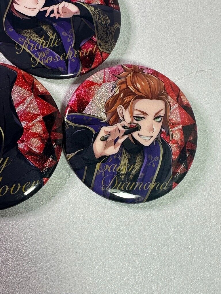 Twisted Wonderland Can Badge Set Heartslabyul Riddle Trey Cater Glitter