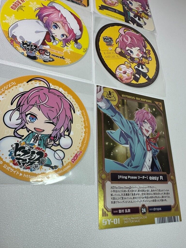 Hypnosis Mic Can Badge Fling Posse Ramuda Amemura Paper Coaster Card Set